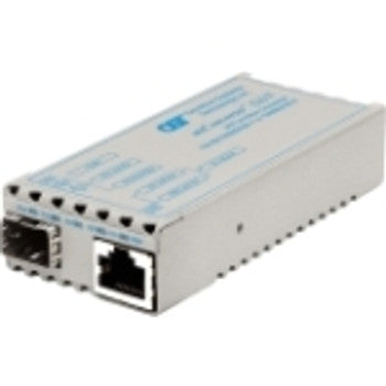 1239-0-1W - Omnitron Tech - miConverter 10/100/1000 Gigabit Ethernet Fiber Media Converter RJ45 SFP Wide Temp 1 x 10/100/1000BASE-T; 1 x 1000BASE-X (SFP); US AC Powered