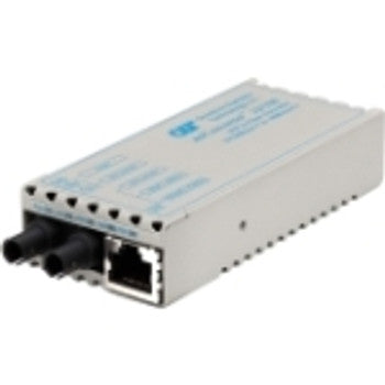 1101-1-2 - Omnitron Tech - miConverter 10/100 Ethernet Fiber Media Converter RJ45 ST Single-Mode 30km 1 x 10/100BASE-TX 1 x 100BASE-LX Univ. AC Powered