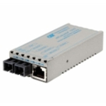 1223-1-2 - Omnitron Tech - miConverter 10/100/1000 Gigabit Ethernet Fiber Media Converter RJ45 SC Single-Mode 12km 1 x 10/100/1000BASE-T; 1 x 1000BASE-LX; Univ. AC Powe