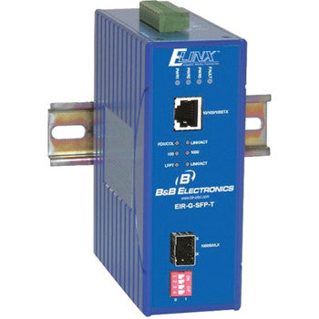 EIR-G-SFP-T - B&B Electronics Mfg Co - Ethernet Media Converter Gigabit 1 x Network (RJ-45) 10/100/1000Base-T 1000Base-SX/LX 1 x Expansion Slots 1 x SFP Slots Rail-mountabl