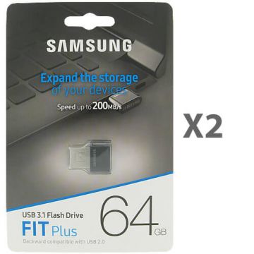 MUF-64AB/APC - Samsung - 64GB FIT Plus USB 3.1 Flash Drive 2pc Kit