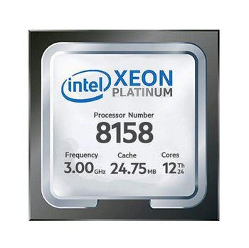 C6420-8158 - Dell - 3.00GHz 10.40GT/s UPI 24.75MB L3 Cache Socket LGA3647 Intel Xeon Platinum 8158 12-Core Processor Upgrade