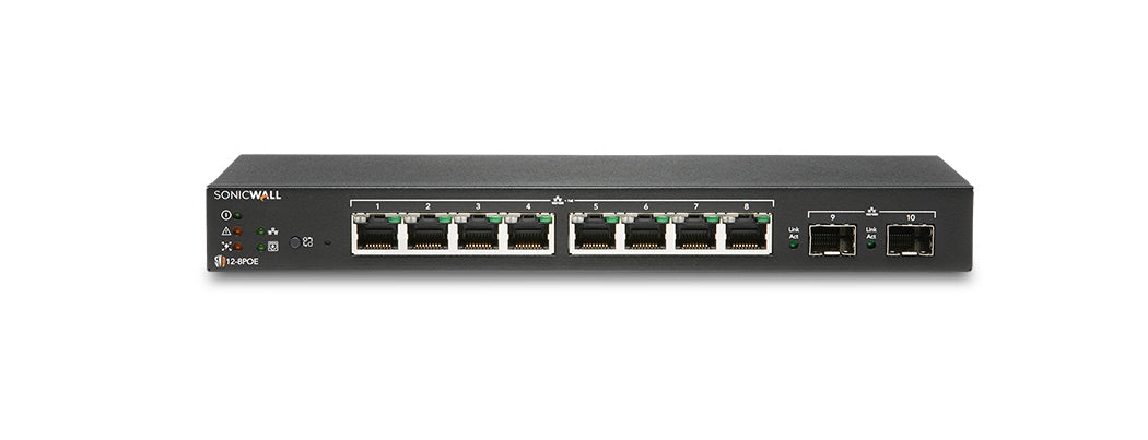 02-SSC-2462 - SonicWall - SWS12-8 Managed L2 Gigabit Ethernet (10/100/1000) Black