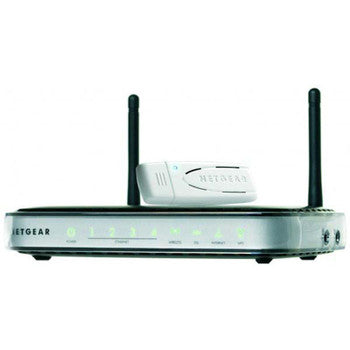DGNB2100-100PES - NetGear - Wireless 300 5-Port (4x 100Base-TX LAN and 1x WAN RJ45 Port) Modem Router with USB Adapter