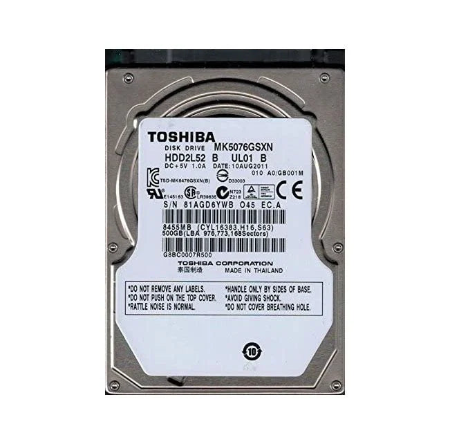 MK5076GSXN - Toshiba - 500GB 5400RPM SATA 3GB/s 8MB Cache 2.5-inch Hard Drive