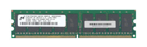 MT9HTF6472AY-667 - Micron - 512MB PC2-5300 DDR2-667MHz ECC Unbuffered CL5 240-Pin DIMM Single Rank Memory Module