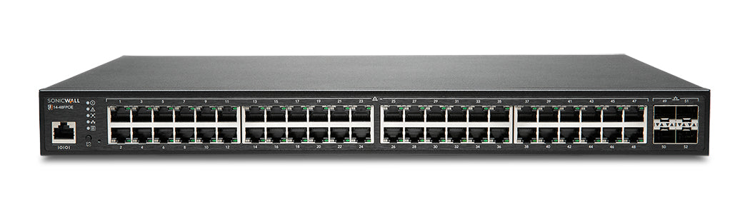 02-SSC-8382 - SonicWall - SWS14-48FPOE Managed L2 Gigabit Ethernet (10/100/1000) Power over Ethernet (PoE) 1U Black