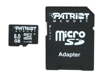 PSF8GMCSDHC10 - Patriot - LX 8GB Class 10 microSDHC Flash Memory Card Card with SD Adapter