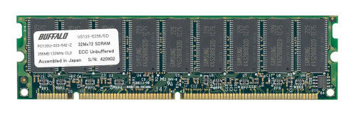 VS133-E256/SD - Buffalo - 256MB PC133 133MHz ECC Unbuffered CL3 168-Pin DIMM Memory Module