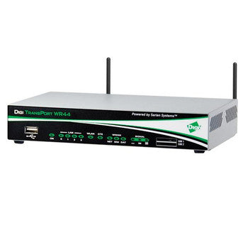 WR44-U0S1-WE1-RD - Digi - TransPort WR44 R Wireless Router IEEE 802.11b/g 4 x Antenna ISM Band 54 Mbps Wireless Speed 4 x Network Port USB Desktop Rail-m