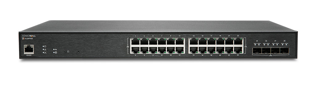 02-SSC-2468 - SonicWall - SWS14-24FPOE Managed L2 Gigabit Ethernet (10/100/1000) Power over Ethernet (PoE) 1U Black
