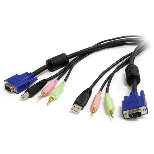 USBVGA4N1A10 - StarTech.com - 10 ft 4-in-1 USB, VGA, Audio, and Microphone KVM Switch Cable KVM cable Black 120.1" (3.05 m)