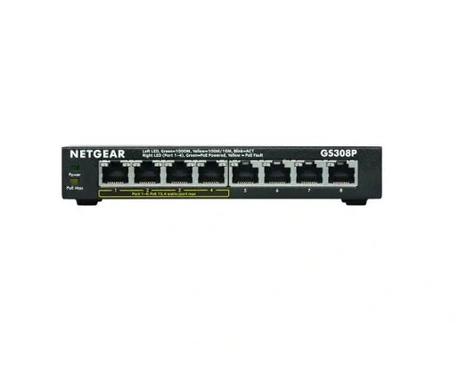 GS308P-100NAS - Netgear - 8-Port 10/100/1000 (PoE) Unmanaged Gigabit Ethernet Switch
