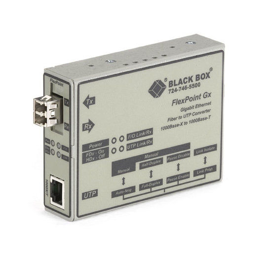 LMC1012A - Black Box - FlexPoint 1000BASE-T to 1000BASE-SX, LC network media converter 1000 Mbit/s 850 nm Multi-mode