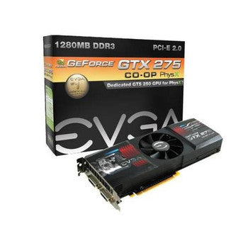 012-P3-1178-TR - EVGA - GeForce GTX 275 CO-OP PhysX Edition 1280MB DDR3 448+192-bit Dual DVI PCI Express 2.0 x16 Video Graphics Card