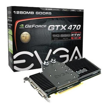 012-P3-1479-BR - EVGA - GeForce GTX 470 Hydro Copper FTW 1280MB 320-Bit GDDR5 PCI Express 2.0 x16 HDCP Ready SLI Support Video Graphics Card